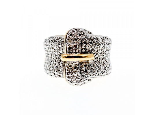 925 Sterling Silver With Gilding "Belt" Ring Size 6.5