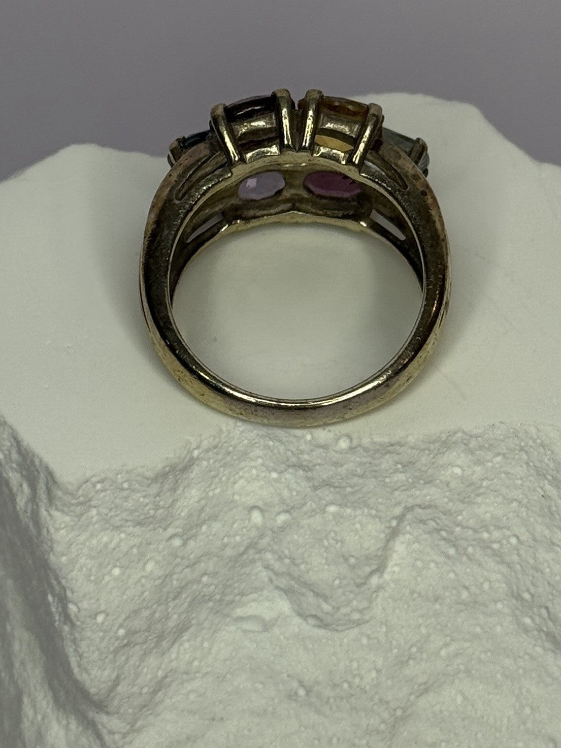 925 Sterling Silver Multicolor Spinel Ring Size 6
