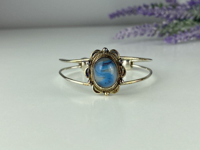 Vintage 925 Sterling Silver Agate Bracelet