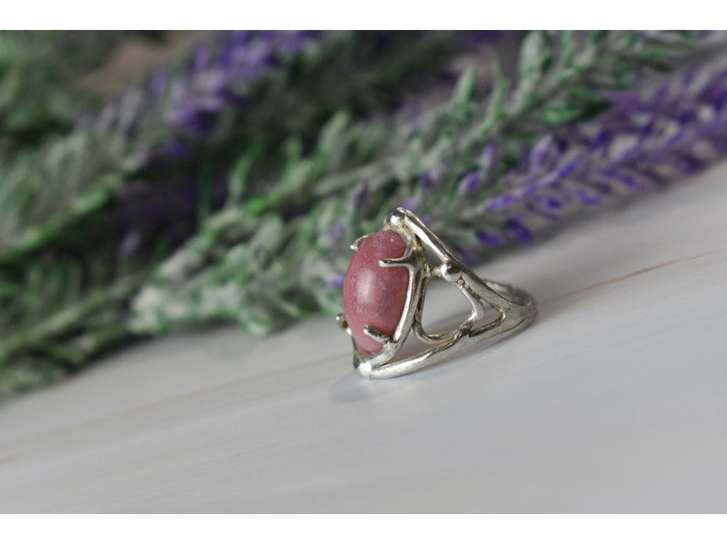 Vintage 925 Sterling Silver Rhodochrosite Ring Size 6.5