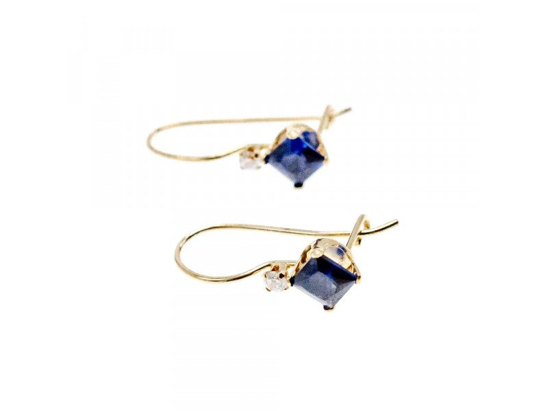 10K Yellow Gold Sapphires & Diamonds Earrings