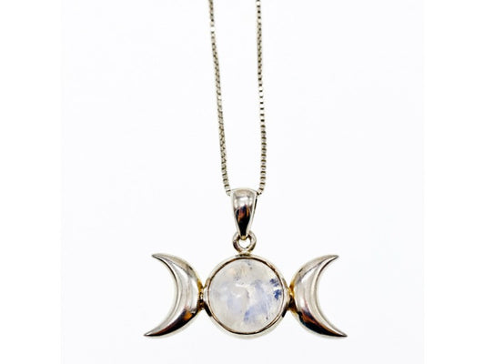 925 Sterling Silver Moonstone "Moon" Chain With Pendant Italy
