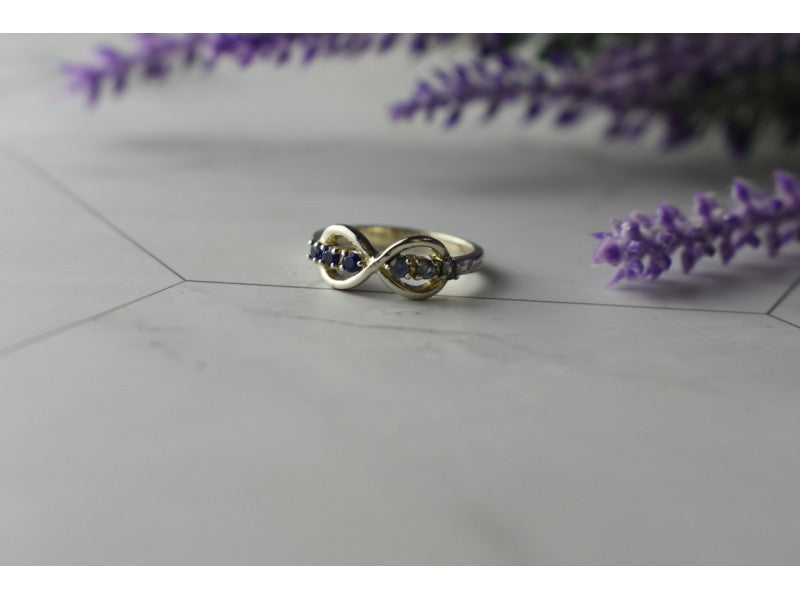 925 Sterling Silver Blue Tourmaline & Spinel Ring Size 5.5 Megan Ray