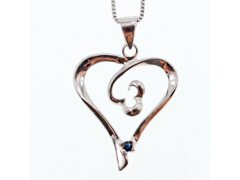 925 Sterling Silver Sapphire "Heart" Chain With Pendant