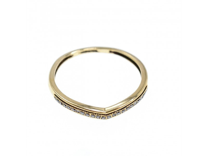 10K Yellow Gold Black Diamonds Ring Size 8