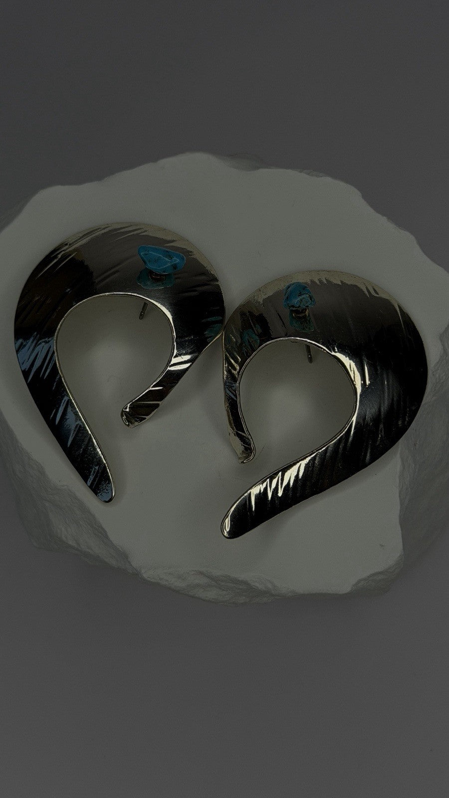 Native American Style 925 Sterling Silver Blue Turquoise Earrings