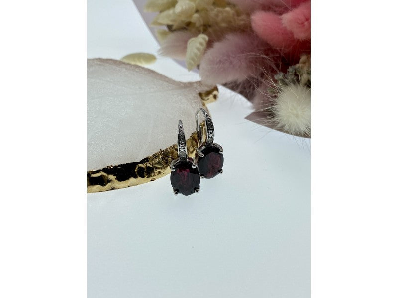 925 Sterling Silver Almandine Earrings