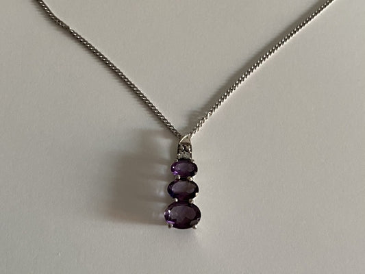 Chain With Pendant Purple CZ