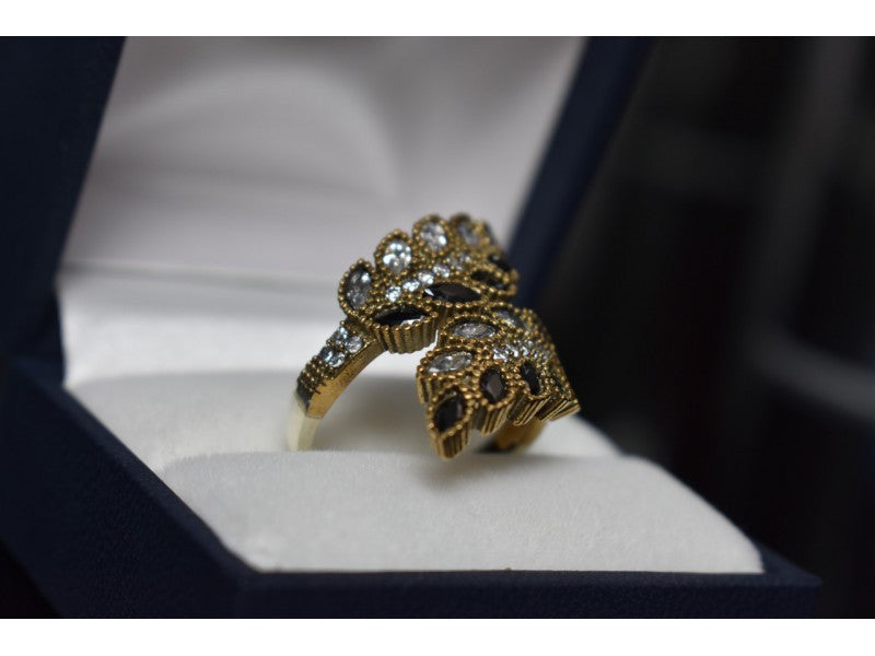 925 Sterling Silver with Gilding Alpanite & CZ Ring Size 9