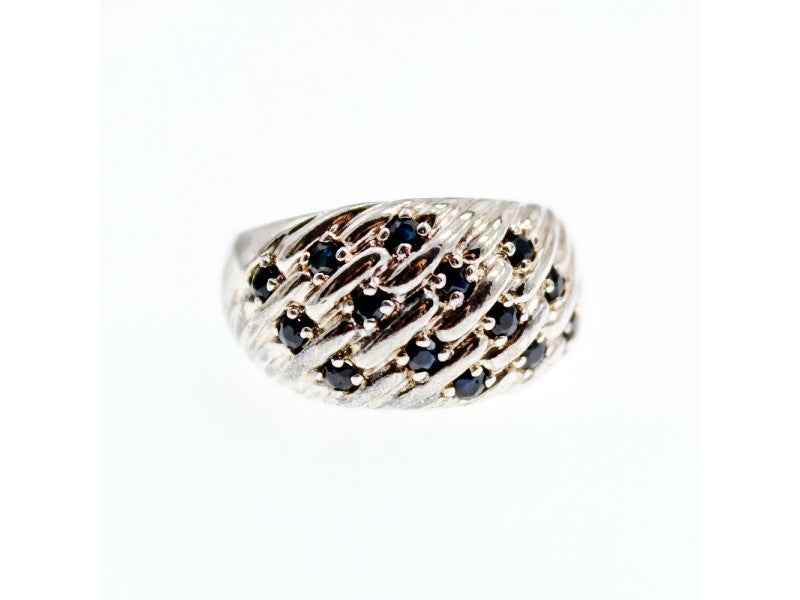 925 Sterling Silver Sapphires Ring Size 7