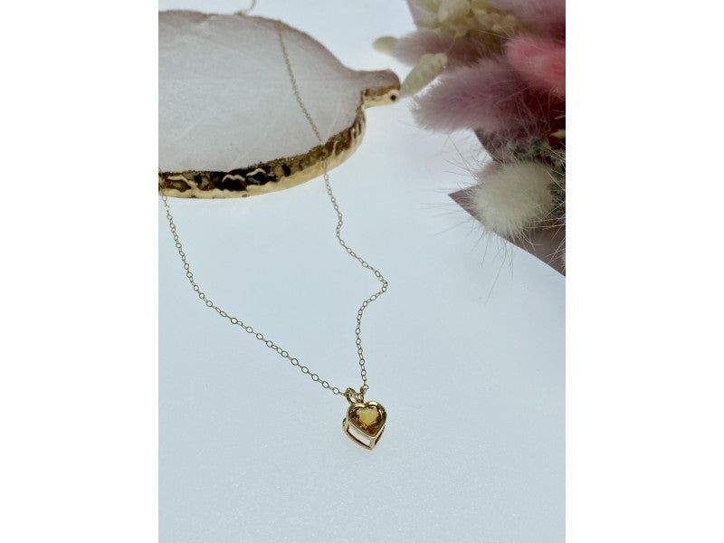 14K Yellow Gold Heliodor Heart Chain With Pendant