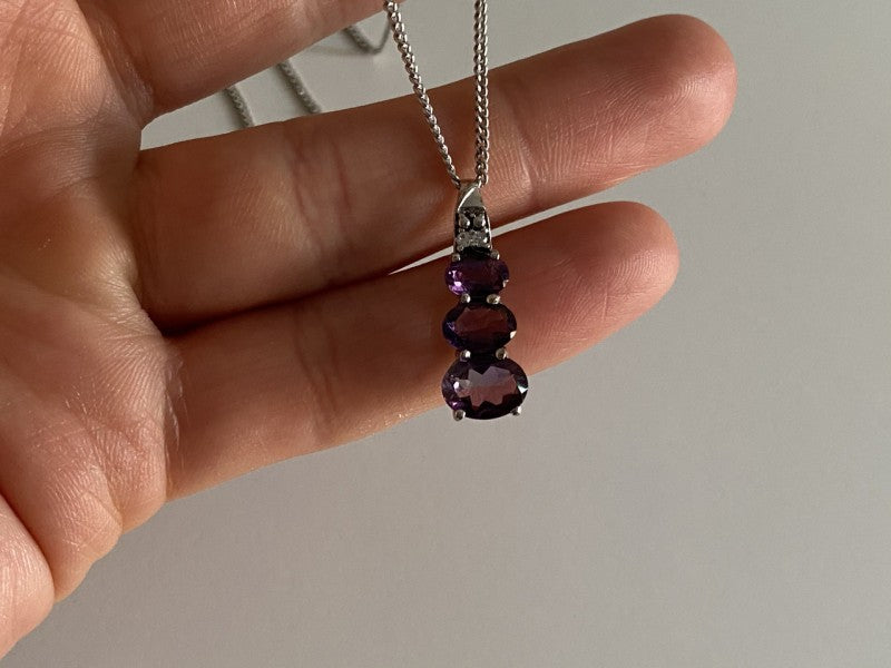 Chain With Pendant Purple CZ
