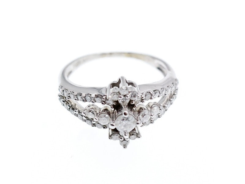 14K White Gold Diamonds Ring Size 6.5