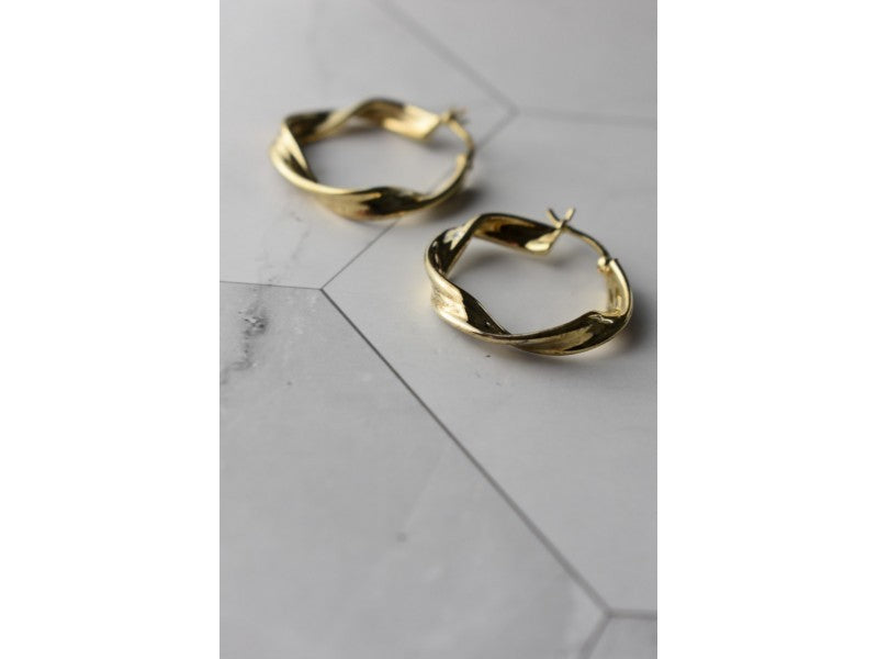 925 Sterling Silver Gold Plated Classic Earring