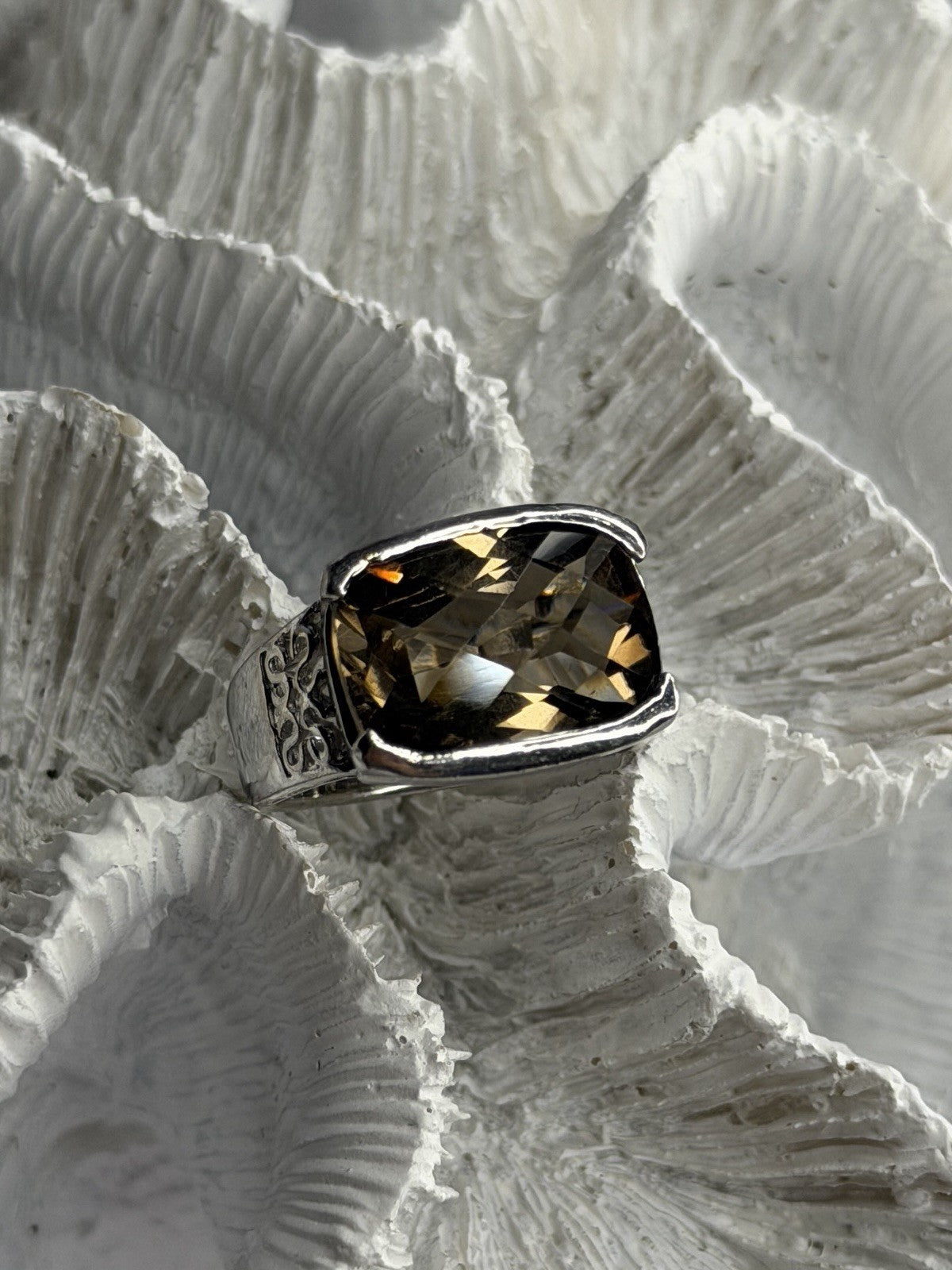925 Sterling Silver Brown Tourmaline Ring Size 7