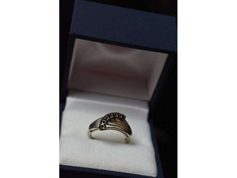 925 Sterling Silver Sapphires Ring Size 6.5