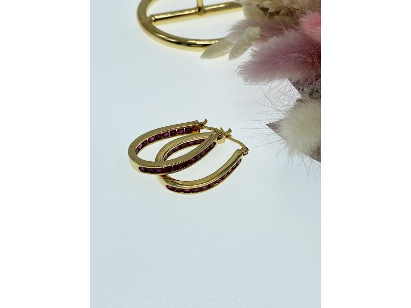 925 Sterling Silver Gold Plated Pink Spinel Earrings