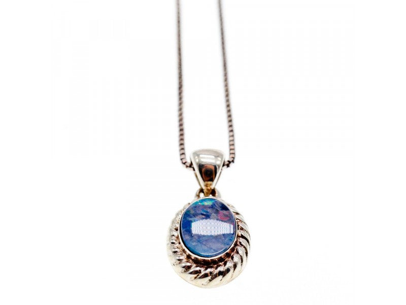 925 Sterling Silver Opal Chain With Pendant
