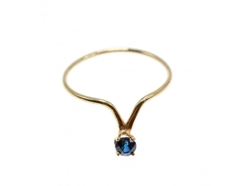 14K Yellow Gold Sapphire Ring Size 5.5