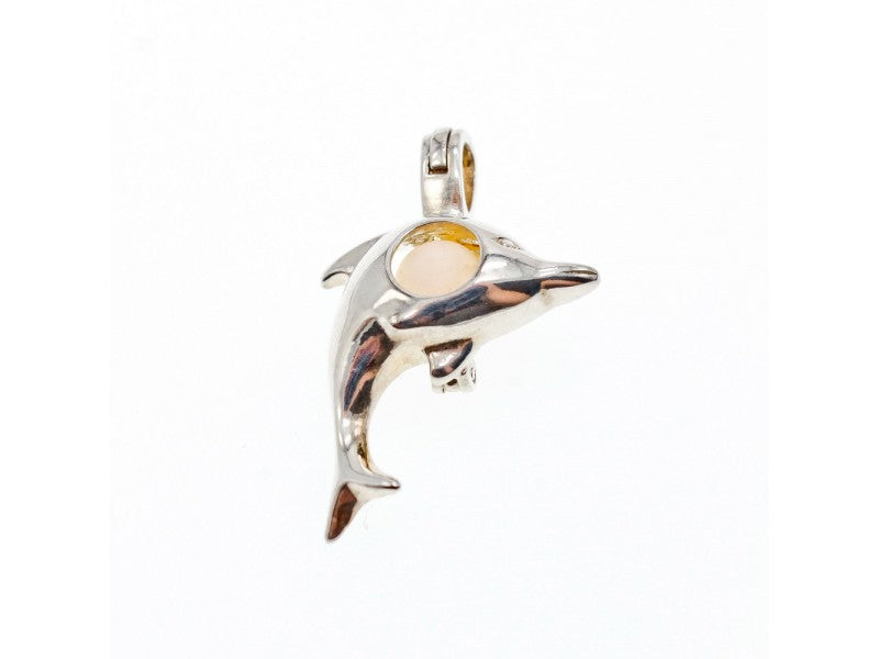 925 Sterling Silver Pearl Dolphin Pendant