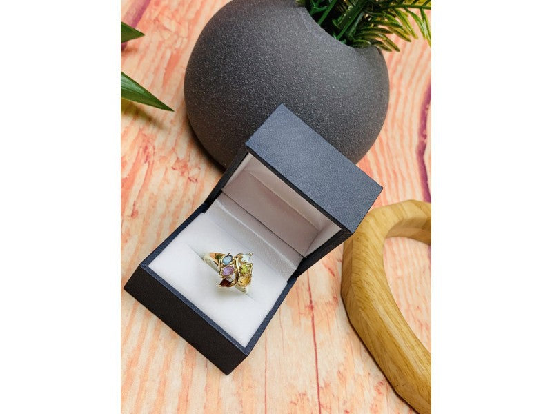 925 Sterling Silver Multi Gemstones Ring Size 9