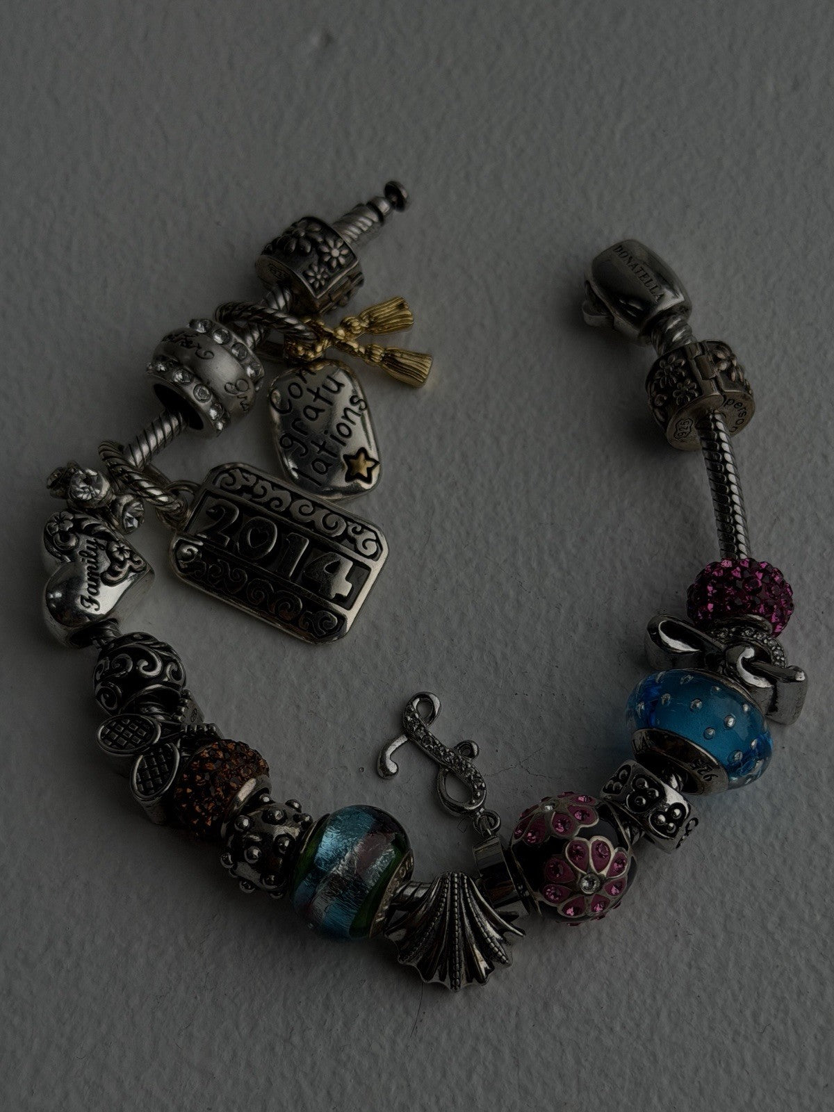 Donatella 925 Sterling Silver 19 Charms Bracelet