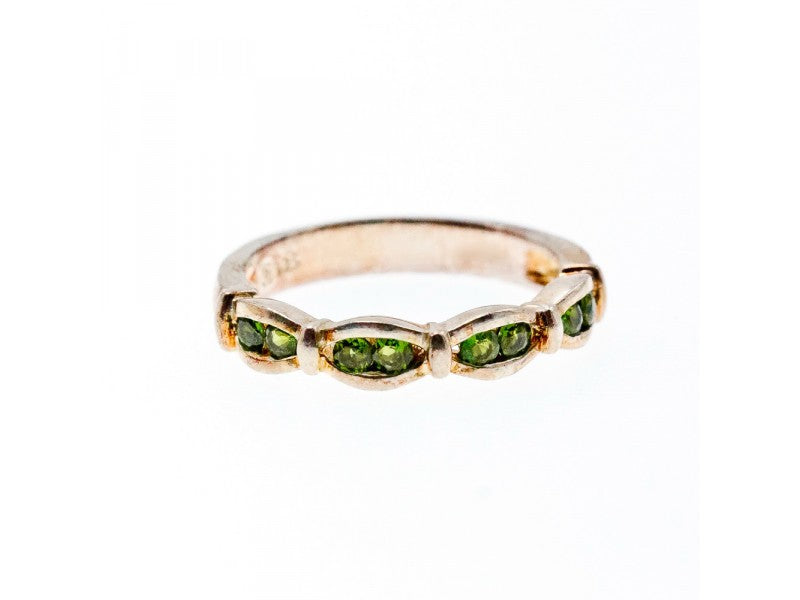 925 Sterling Silver Emeralds Ring Size 7