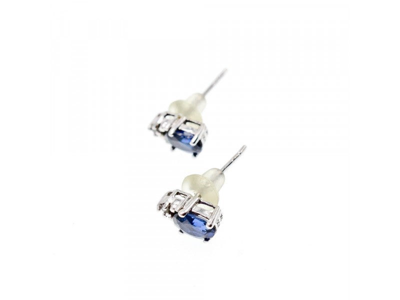 10K White Gold London Blue Topaz & Diamonds Earrings
