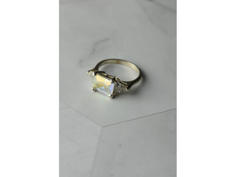 925 Sterling Silver Alpanite & CZ Ring Size 8.5