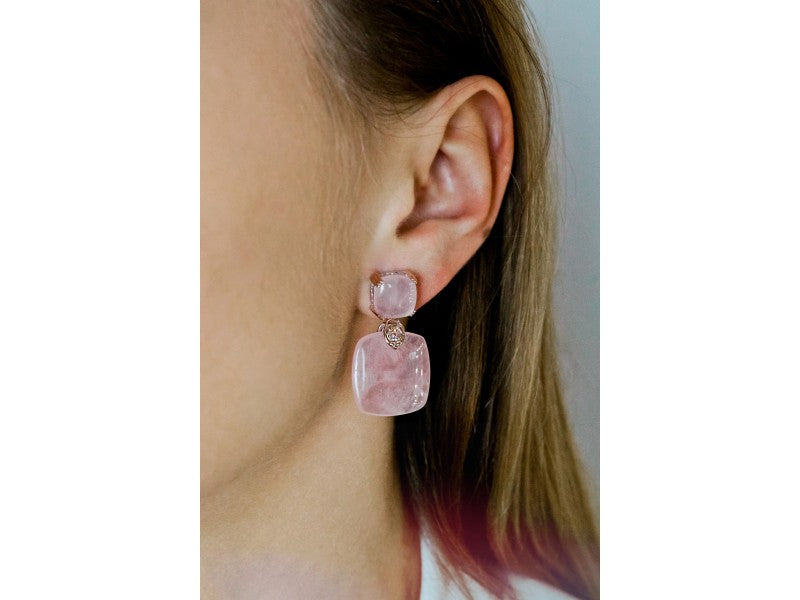 925 Sterling Silver Gold Plated Morganite "Tenderness" Earrings