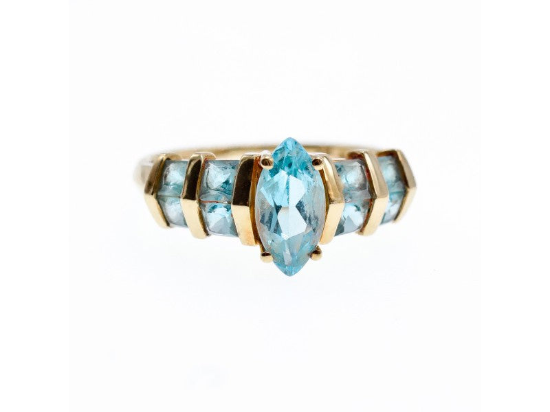 14K Yellow Gold Topaz Ring Size 9