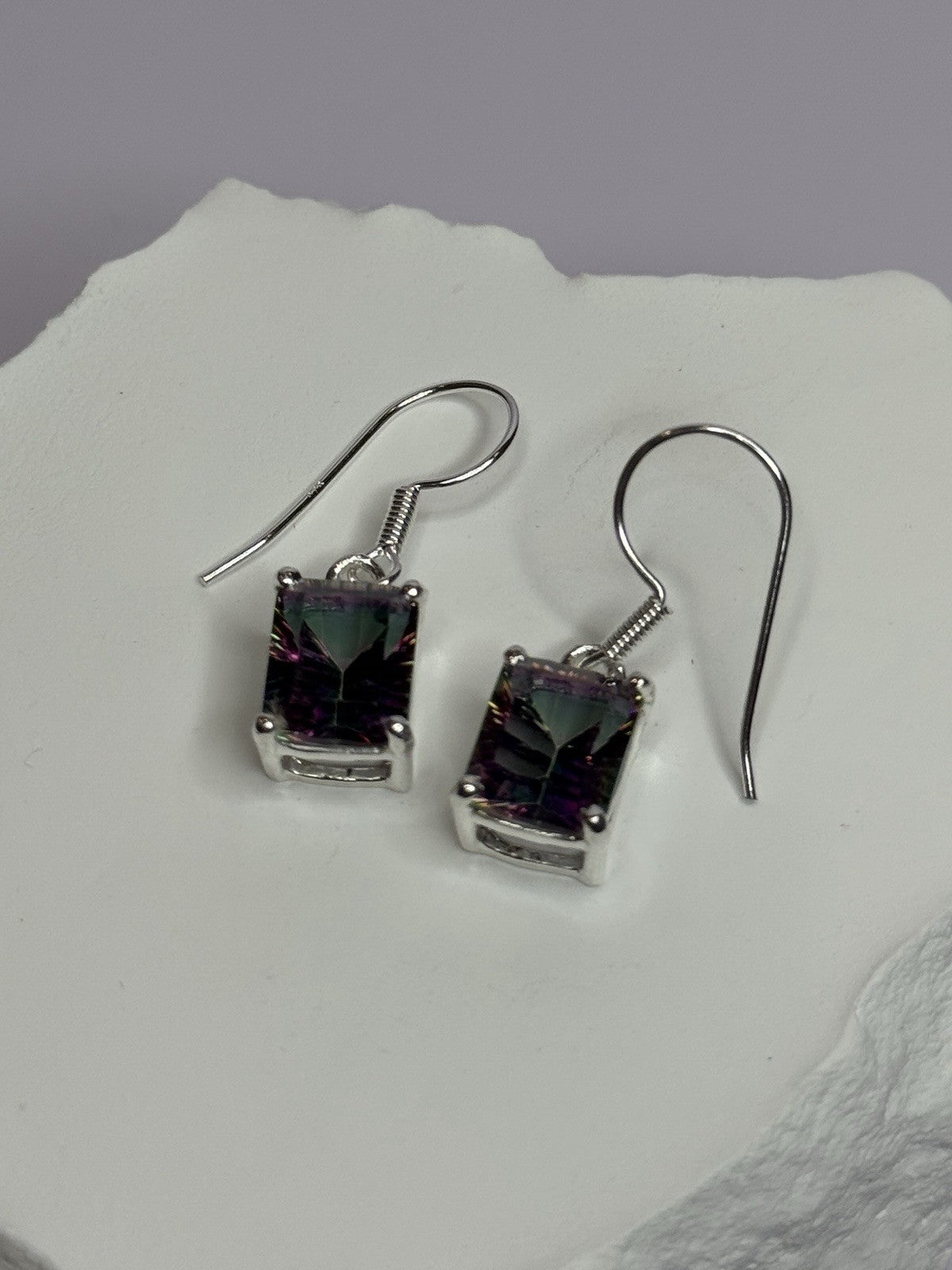 925 Sterling Silver Alexandrite Elegant Earrings Length 1.2 Inch