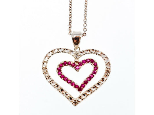 925 Sterling Silver Spinel "Hearts" Chain With Pendant