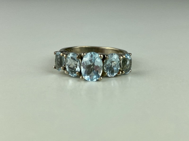 925 Sterling Silver Blue Spinel Ring Size 6.5