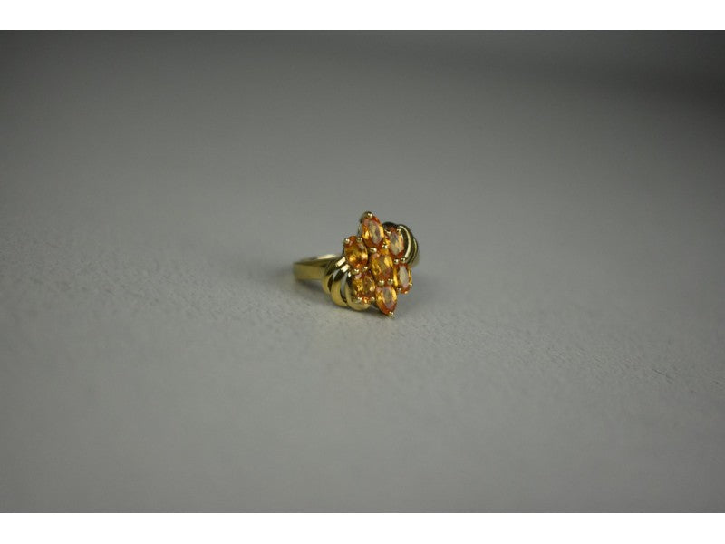 925 Sterling Silver Gold Plated Heliodor Ring Size 6.75