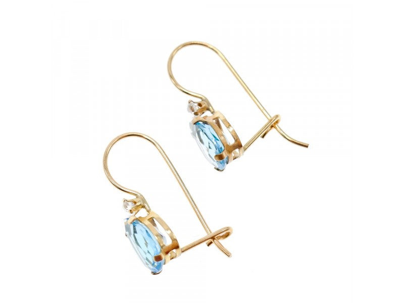 10K Yellow Gold Topaz & Diamonds Earrings