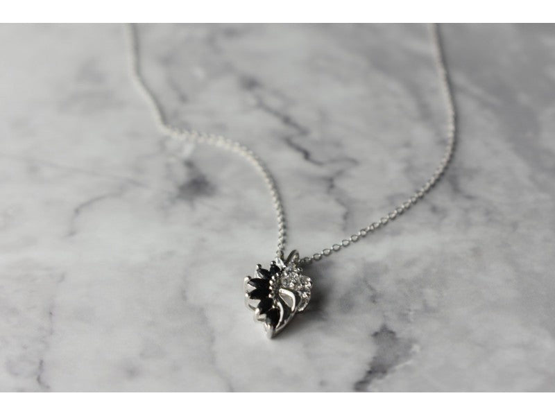925 Sterling Silver Dark Blue Spinel & CZ Chain With Pendant