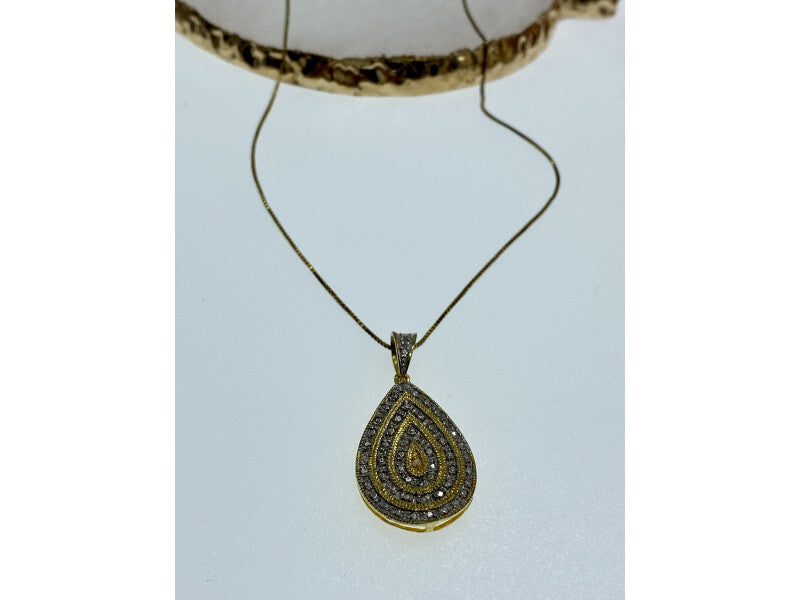 925 Sterling Silver Gold Plated CZ "Drop" Chain With Pendant
