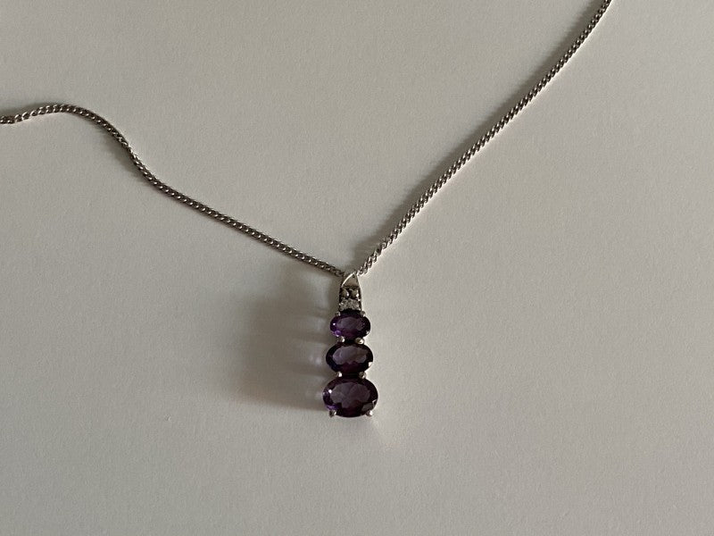 Chain With Pendant Purple CZ