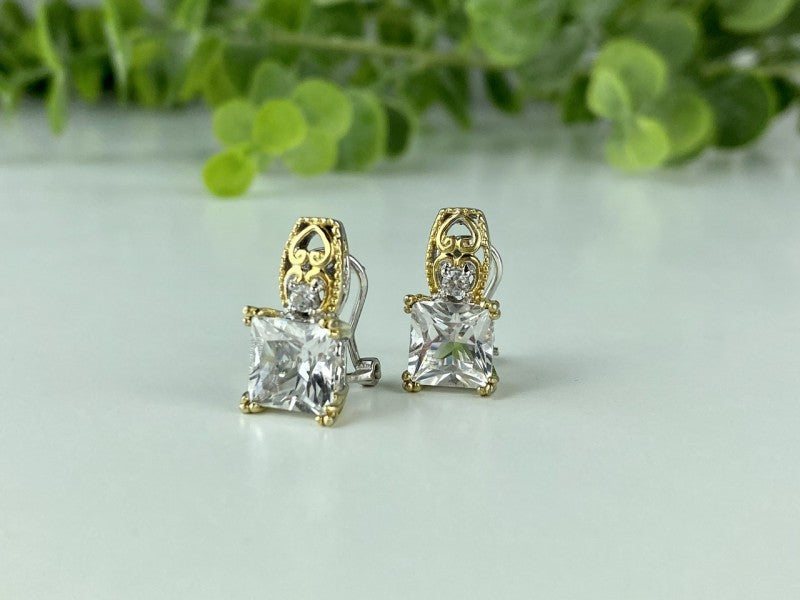 925 Sterling Silver Gold Plated White Tourmaline (Achroite) Earrings