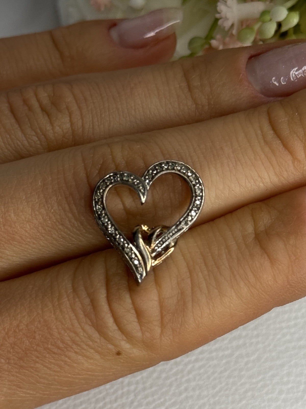 925 Sterling Silver White Topaz Heart Pendant Length 0.75 Inch