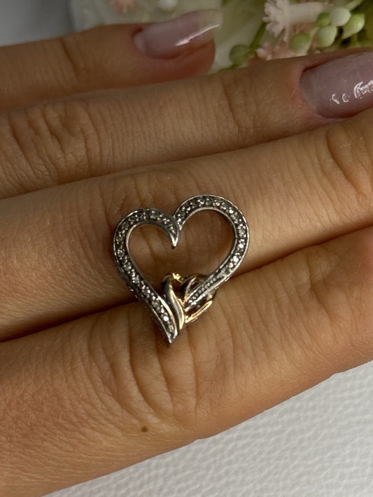 925 Sterling Silver White Topaz Heart Pendant Length 0.75 Inch