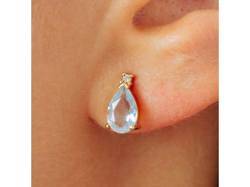 14K Yellow Gold Topaz & Diamond Earrings