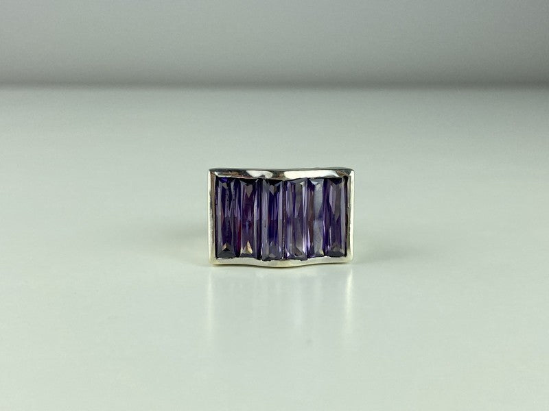 925 Sterling Silver Purple Tourmaline Ring Size 6