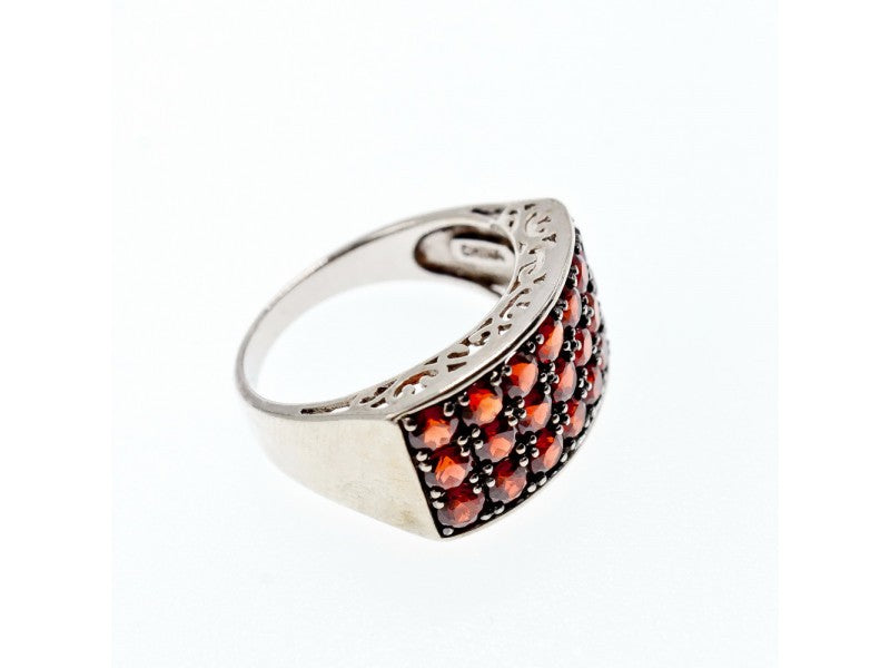 925 Sterling Silver Garnet Ring Size 8.5