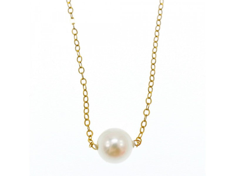 Children'S 14K Yellow Gold Pearl Chain With Pendant