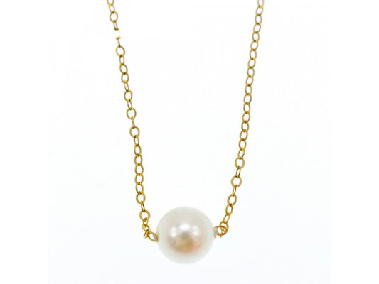 Children'S 14K Yellow Gold Pearl Chain With Pendant