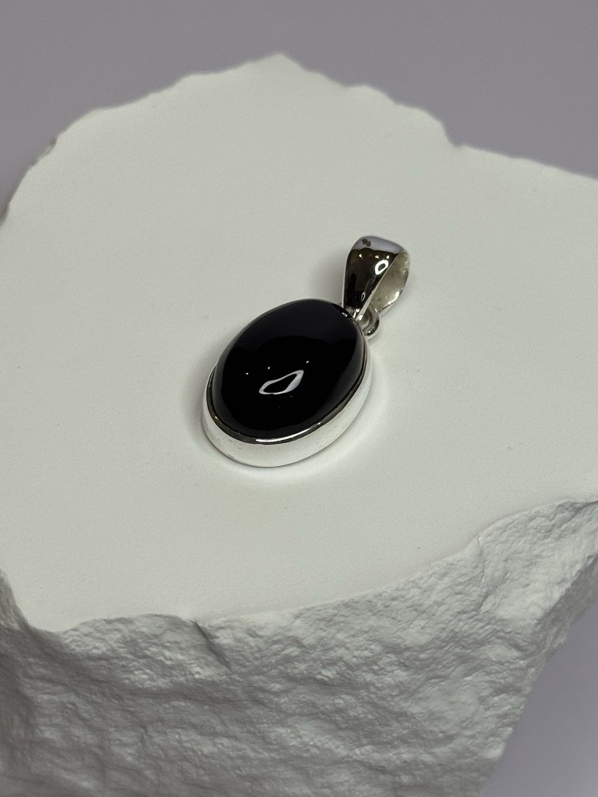 925 Sterling Silver Black Onyx Pendant Length 1.2 Inch