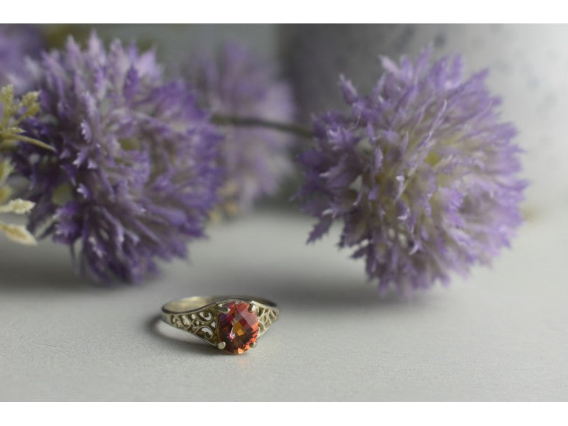 925 Sterling Silver Pink Spinel Ring Size 8