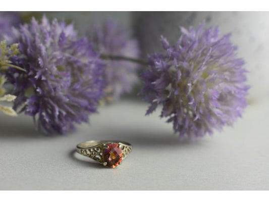 925 Sterling Silver Pink Spinel Ring Size 8